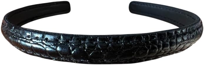 Tiara de cabelo Couro Preto Luxo
