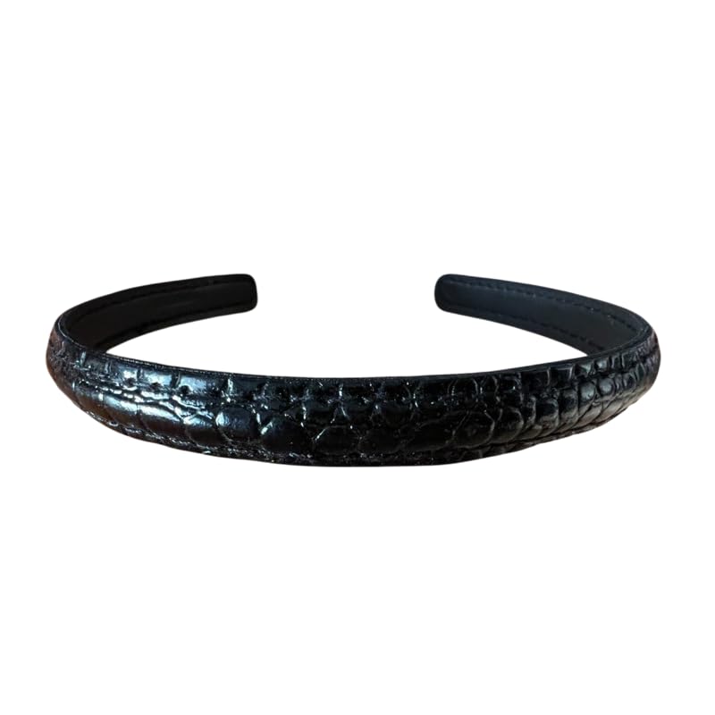 Tiara de cabelo Couro Preto Luxo
