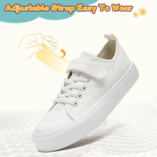 Toddler Shoes for Boys Girls, Kids Canvas Sneakers Classic Adjustable Strap Lace Up Comfortable Lightweight Running Walking Casual Shoes3