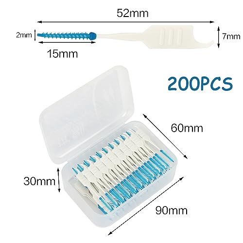 FaJoek Interdentale borstels, 200 stuks, tandenstokers, 0,7 mm, tandenstoker, tandenverzorgingsborstel, voor het reinigen van de tanden (Blau:200PCS, set) – Bild 8