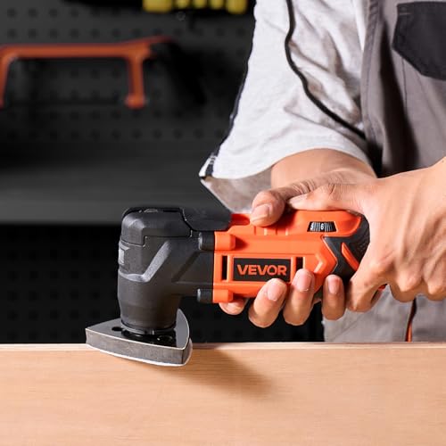 Miniatura 8 de Vevor Herramienta Multiusos Inalámbrica, Con 6 Velocidades Variables De 8500 A 17000 Opm, Ángulo De Oscilación 3,2 , Batería 2,0 Ah Y Cargador, 12 Accesorios De Sierra Y Led, 330 X 150 X 80 Mm