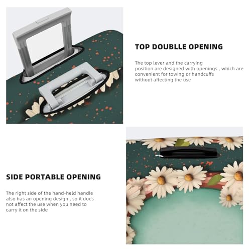 Travel Luggage Cover With daisies and frame Suitcase Protector Elastic Washable Stretch Suitcase Protector Anti-Scratch Travel Suitcase Cover Fit 18-32 Inch Luggage4