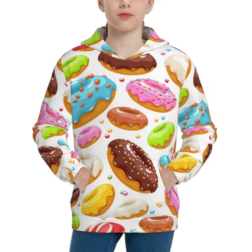 Color Donut Kid Hoodies Boys Sweatshirts Girls Pullover with Pocket