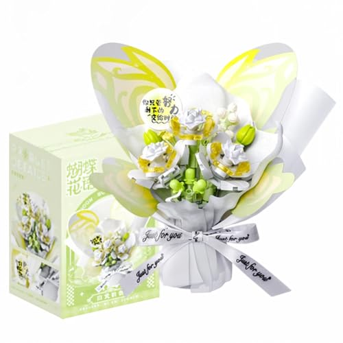 Flowers Building Block Set,Gardenia Bouquet Diy Building Kit