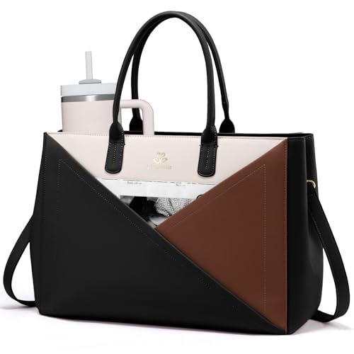 LOVEVOOK Laptoptasche Damen 15,6 Zoll, Handtasche Shopper Tasche Groß, Ledertasche Schultertasche Aktentasche Arbeitstasche Handbags Women Tote Bag für Uni Schule Büro Business