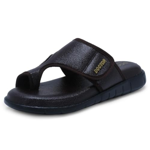 Image of DOCTOR EXTRA SOFT Care Orthopedic Diabetic Comfortable Dr Sole Footwear Daily Use Casual Home Wear Stylish Black Cushioned One Toe Ring Thump Chappal-Sandals-Slippers for Men's-Gents-Boy's L-5