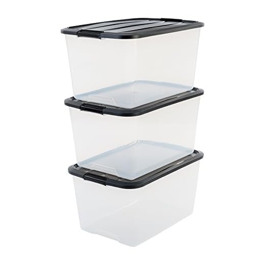 Iris TB-45 Cajas apilables de Almacenamiento con Cierre de Clip, 15L, 3 Unidades
