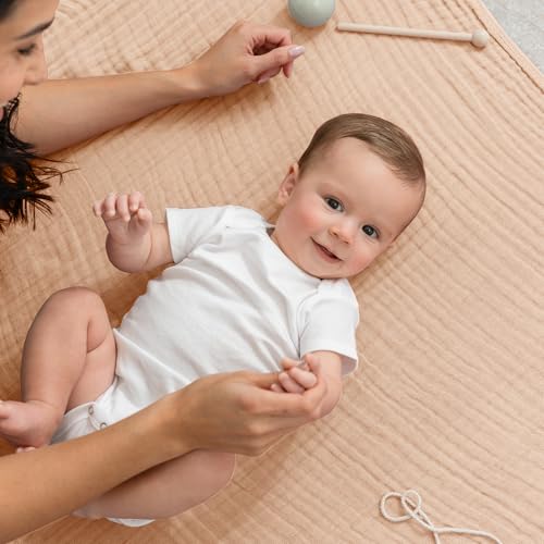 Image of Comfy Cubs Muslin Baby Blanket - Soft, Lightweight, 6-Layer Cotton Swaddle Blankets for Newborns, Infants & Toddlers - 40 inch x 40 inch Large, Breathable & Versatile for Sleeping & Tummy Time - Cream