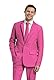 Offstream Plain Colored Suits for Men – Costumes Include Jacket Pants and Tie, XXL, Plain Pink