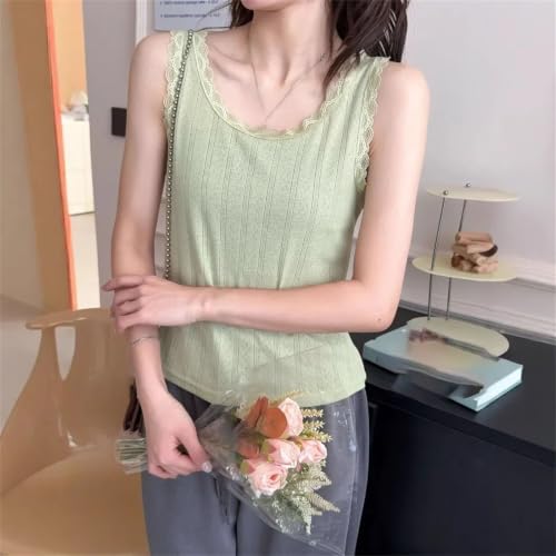 Chaleco de encaje sin mangas playera casual interior exterior de mujer 3