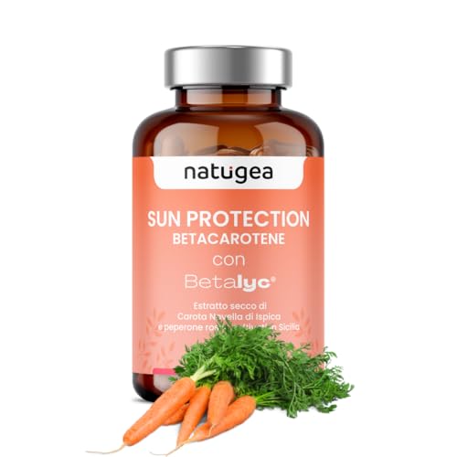 Natugea Sun Protection Betacarotene con Lutemax® SKINGLO – Luteina 20 mg + Zeaxantina 4 mg – Acceleratore Abbronzatura, Carota di Ispica IGP e Betalyc® – 60 Compresse Vegane, Made in Italy