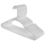 SONGMICS Clothes Hangers Plastic 50 Pack, Easy and Convenient with Widened Non Slip Grooves and Reinforced Ends, White UCRP03W-50