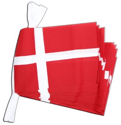 Guirlande drapeau Danemark de 6m pour décoration de fête extérieure