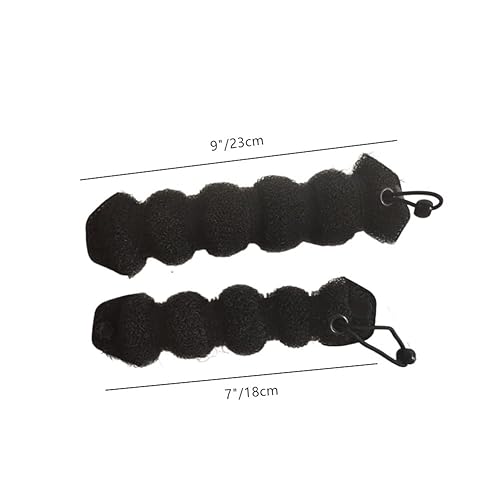 Miniatura 2 de Bun Maker - Estilizadores de cabello de espuma para mujer, 2 unidades (1 grande, 1 pequeña), negro, accesorios de material de esponja