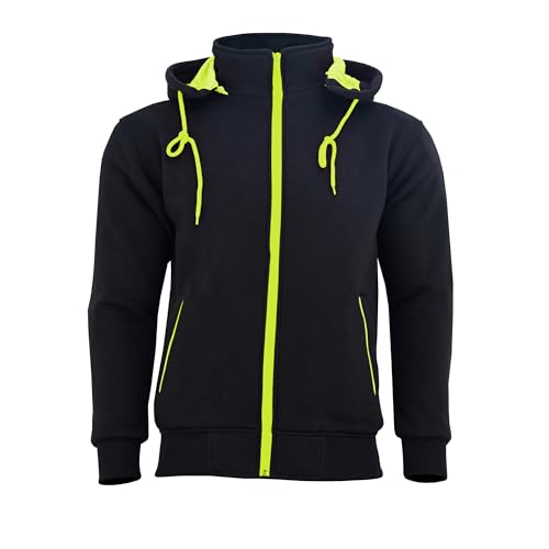 Image of Swift Wear Fleece Motorcycle Hoodie with Removable Armor, Protective Motorbike Jacket for Men, Casual Riding Gear with Reinforced Padding (UK, Alpha, L, Regular, Regular, Black/Green)