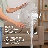 16 Inch White Pedestal Fan, Adjustable Height, 3 Speed Settings Powerful Electric Floor Fan for Cool Airflow, Lightweight Standing Fan for Home, Office, Bedroom & Living Room - Image 3