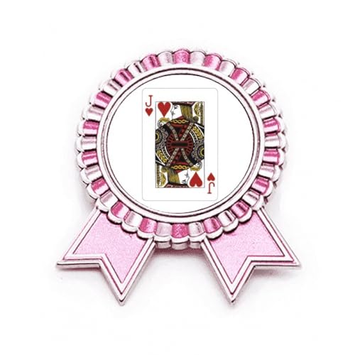 Broche cœur cartes à jouer rose taille M en métal pour veste