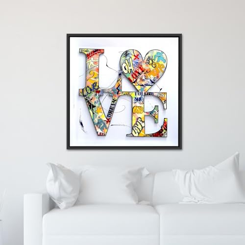 TONGYINLI Arte mural abstracto de amor, pósteres minimalistas con grafitis de amor, pintura moderna y sencilla, mural decorativo para habitación de bebé (45 x 45 cm/marco interior)