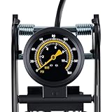 Dunlop Inflador Ruedas Coche - Hinchador Bicicleta, Moto y Balón - Bomba de Pie con Manómetro - Válvula Presta y Universal Francesa