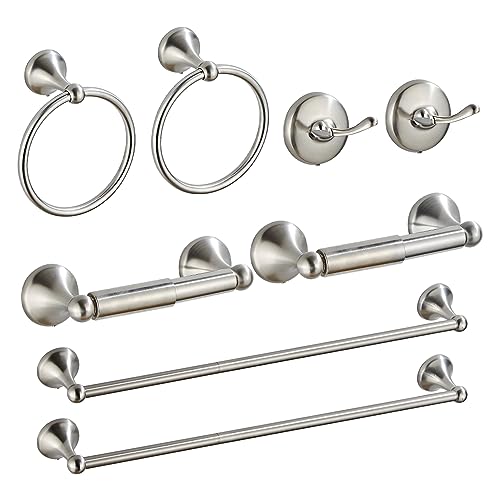 8 Piece Bathroom Accessory Set(Adjustable Towel Bar, Towel Ring, Toilet Paper Holder,Towel Hook), Wall Mounted Bathroom Hardware Accessories Set,Brushed Nickel