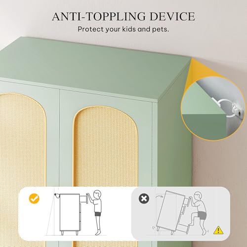 image for DWVO Rattan Armoire Wardrobe Closet - 70
