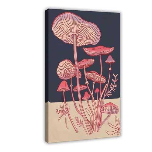 Poster champignon japonais sur toile pour réchauffer un mur blanc vide