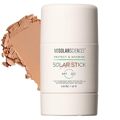 MDSolarSciences Solar Stick SPF 40 Water-Resistant Mineral Sunscreen Broad Spectrum UV Protection Blendable Zinc Oxide Travel Stick Smooth, Sheer and Natural Matte Finish, 0.6 Oz
