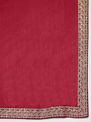 Image of AKHILAM Women's Satin Solid Ready To Wear one Minute Saree with Unstitched Blouse Piece