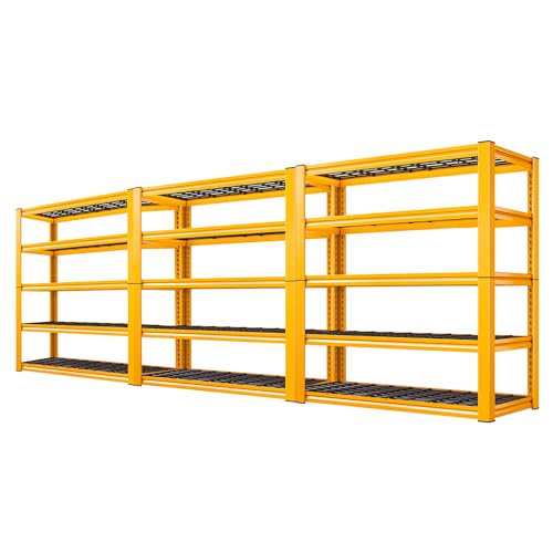 REIBII Garage Shelving Load 3000LBS, 5-Tier Storage Shelves, Adjustabl