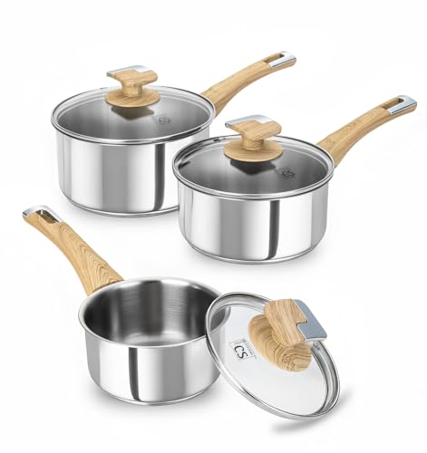 KOCH SYSTEME CS Stainless Steel Saucepan Set, 6 Piece 18/10...