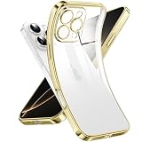Supdeal Custodia Trasparente per iPhone 16 Pro Max, Mai Gialla con Protezione Fotocamera, Cover Case in Silicone Trasparente Ultra Sottile e Leggera, 6,9", Oro