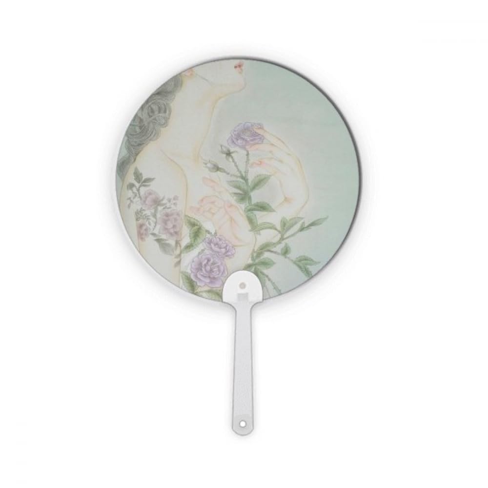 Éventail rond avec fleurs violettes pour mariages et pique-niques