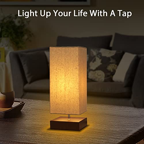 Seaside Village TOUCH-S Control Table Lamp Bedside 3 Way Dimmable Touch Desk Lamp Modern Nightstand Lamp With Square Fabric Lamp Shade Simple Night Light thumb #2