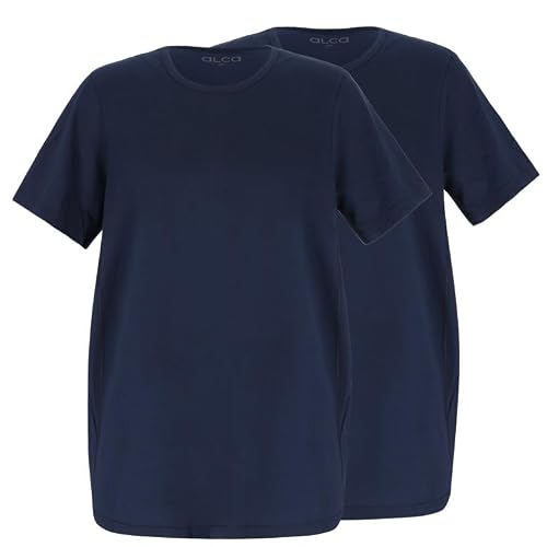 ALCA Fashion 100% Coton Authentic T-Shirt Hommes Set de 2 pièces | pour Les Hommes avec Un Tour de Ventre surdimensionné | Encolure en O | T-Shirt pour Un Tour de Taille Plus Grand | Bleu Marine 3XL
