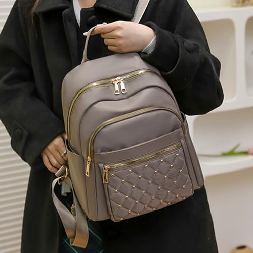 Small Backpack for Women Mini Travel Backpack Purse Small Purses Cute Lightweight Back Pack Khaki Trendy Studded Bag3