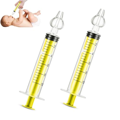 Image of Baby Nasal Aspirator, Nasal Syringe for Baby Syringe Nasal Irrigator with Professional Reusable Silicone Nasal Suction Tip Nose Cleaner for Irrigation Nasal Spray Nasal Hygiene (Yellow, 2 Pieces)