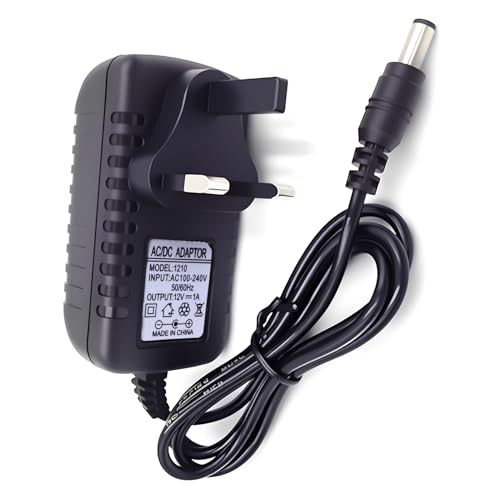 12V 1A Power Supply Adapter UK, AC/DC Converter 100-240V 50/60Hz to 12V 12W, 12v Adapter, Dc Power Cable, Modem Power Cable, for Keyboards, CCTV Cameras, Monitor with DC Plug and Safety Features