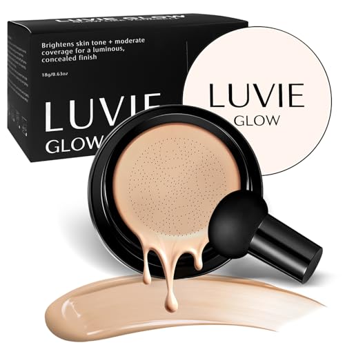 Luvie Glow Foundation Ideal for Lig42314124h Makeup Foundation Mushroom Head Air Cushion CC Cream - BB Cream Foundation for Older Women (Natural color)