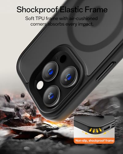 Image of UNBREAKcable Magnetic for iPhone 14 Pro Case, Compatible with MagSafe, Full Camera Protection, Built-in Magnetic Ring, Drop Protection Shockproof Slim Phone Cover (Black)