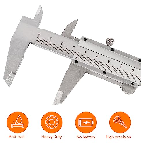 Foto von Edelstahl Messschieber, Bahan alamy Messschieber 150MM Rostfreier Stahl, Schieblehre Digital Präzisionsmessschieber mit Feststellschraube für Haushalt und Industrie Messung
