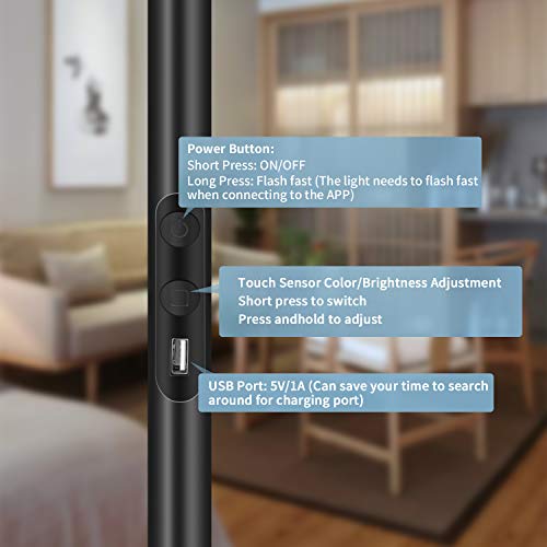 Bomcosy Stehlampe Wohnzimmer RGBW WiFi Stehleuchte, Stehlampe LED Dimmbar, Touch/Sprachsteuerung, Funktioniert mit… – Bild 5