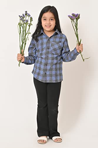 Image of Kids Cotton Shirt - Regular Fit Shirt for Girls & Boys, Unisex Full Sleeves Shirts, Collared Neck,Button Down Shirt, Checks Shirts for Casual Wear