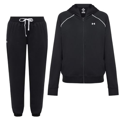 UNDER ARMOUR(アンダーアーマー) レディース トレーニングウェア 女性 上下組 トラックジャケット フーディー パーカー ロングパンツ セット UA Rival Knit Tracksuit [並行輸入品]