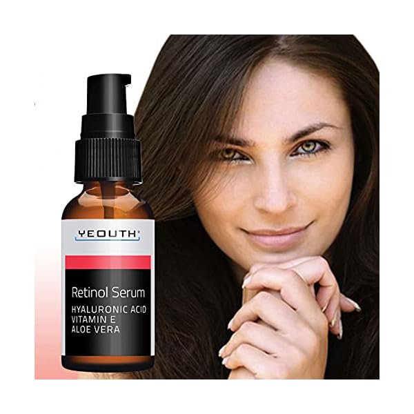 Retinol-Serum-25-with-Hyaluronic-Acid-Aloe-Vera-Vitamin-E-Boost-Collagen-Production-Reduce-Wrinkles-Fine-Lines-Even-Skin-Tone-Age-Spots-Sun-Spots-1-fl-oz-Yeouth--1oz YEOUTH Retinol Serum for Face with Hyaluronic Acid Face Serum for Women, Hydrating Serum, Retinol for Face, Suitable for All Skin Types 1oz