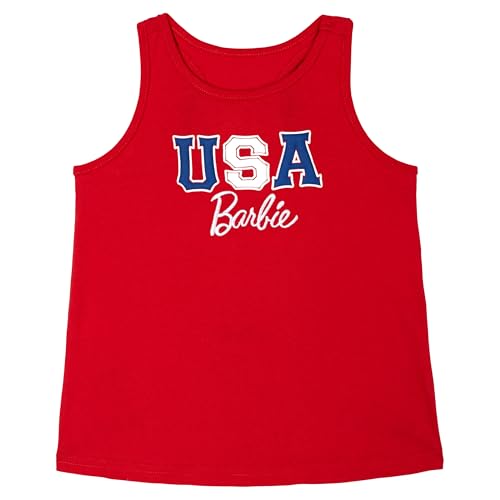 Image of Barbie Girls Ribbed Tank Top and French Terry Shorts Outfit Set Toddler to Big Kid Sizes (2T - 14-16)