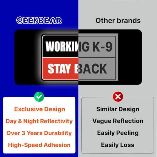 Image of GEEKBEAR Working K-9 Car Magnet (Black /Red, 2 Pack) - Reflective Waterproof Magnetic Sign - 11.7 x 8.2 in