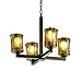 Justice Design Group Veneto Luce 4-Light Chandelier - Dark Bronze Finish with Amber Venetian Glass Shade