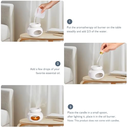 WD&CD Duftlampe aus Keramik Aromalampe Teelichthalter Aroma Diffuser Stövchen für ätherische Öle - Weiß