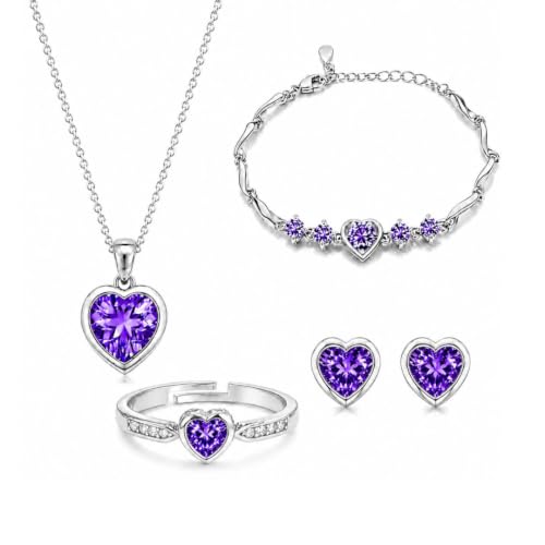Image of Nilu's Collection Rose Gold And Silver Plated Heart Shape Jewellery Set For Women