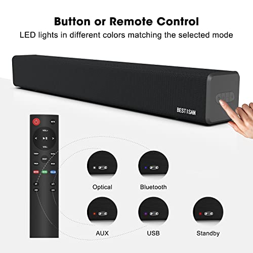 Bestisan 2.1 Channel 100Watt Sound bar, Soundbar with Built in Subwoofer Bluetooth 5.1 Surround Sound Systems (32Inches, DSP, HDMI-ARC, Remote Control, Bass Adjustable) - Thumbnail 3